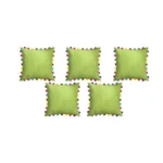 Generic Cotton Solid Pom Pom Cushion Covers (Green, Size: 8x8 In) - Image 2