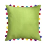 Generic Cotton Solid Pom Pom Cushion Covers (Green, Size: 8x8 In)