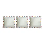 Generic Cotton Solid Pom Pom Cushion Covers (Off-white, Size: 18x18 In) - Image 3