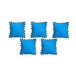 Generic Cotton Solid Pom Pom Cushion Covers (Blue, Size: 18x18 In) - Image 2