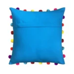 Generic Cotton Solid Pom Pom Cushion Covers (Blue, Size: 18x18 In) - Image 4