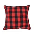 Generic Pack Of_2 Cotton Checkered Cushion Cover With Blanket Stitch (Red & Black, Size: 24x24 In) - Image 4
