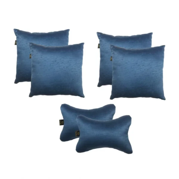 Generic Pack Of_6 Polyester Solid Car Pillow Sets (Navy Blue, Size: 12x12 In)