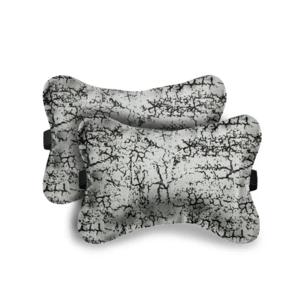 Generic Pack Of_2 Velvet Printed Bone Neck Pillow (Dark Grey, Size: 6x10 In)