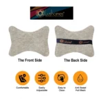 Generic Pack Of_2 Faux Leather Solid Bone Neck Pillow (Cream, Size: 6x10 In) - Image 3