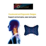 Generic Pack Of_2 Velvet Checked  Bone Neck Pillow (Navy Blue, Size: 6x10 In) - Image 2