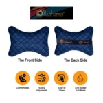 Generic Pack Of_2 Velvet Checked  Bone Neck Pillow (Navy Blue, Size: 6x10 In) - Image 3