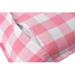 Generic Pack Of_2 Cotton Checkered Cushion Cover With Blanket Stitch (Baby Pink, Size: 12x20 In) - Image 2