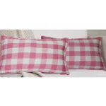 Generic Pack Of_2 Cotton Checkered Cushion Cover With Blanket Stitch (Baby Pink, Size: 12x20 In) - Image 4