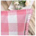 Generic Pack Of_2 Cotton Checkered Cushion Cover With Blanket Stitch (Baby Pink, Size: 16x16 In) - Image 3