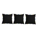 Black Cotton Pom Pom Cushion Covers - Angle 3