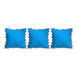 Generic Cotton Solid Pom Pom Cushion Covers (Blue, Size: 18x18 In) - Image 3