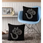 Generic Pack Of_2 Cotton Printed Cushion Cover Sets (Black, Size: 16x16 In) - Image 4