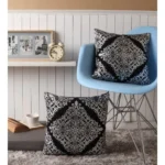 Generic Pack Of_2 Cotton Printed Cushion Cover Sets (Black, Size: 16x16 In) - Image 4