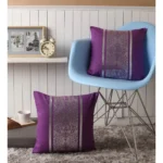 Generic Pack Of_2 Cotton Printed Cushion Cover Sets (Purple, Size: 16x16 In) - Image 3