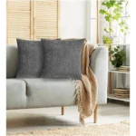 Generic Pack Of_2 Chenille Checkered Cushion Covers (Grey, Size: 16x16 In) - Image 3