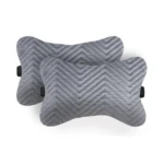 Generic Pack Of_2 Velvet zig zag Bone Neck Pillow (Grey, Size: 6x10 In)