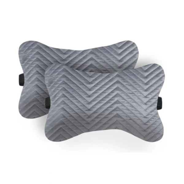 Generic Pack Of_2 Velvet zig zag Bone Neck Pillow (Grey, Size: 6x10 In)