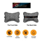 Generic Pack Of_2 Velvet Printed Bone Neck Pillow (Grey, Size: 6x10 In) - Image 2