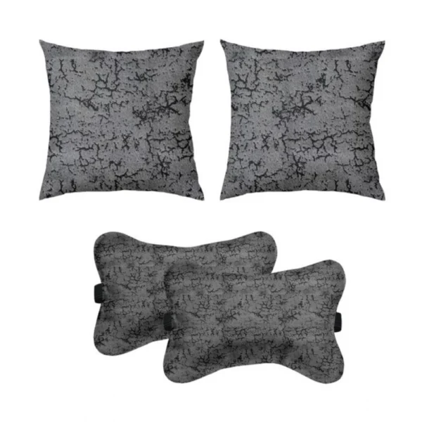 Generic Pack Of_2 Velvet Printed Bone Neck Pillow (Grey, Size: 6x10 In)