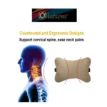 Generic Pack Of_2 Faux Leather Solid Bone Neck Pillow (Cream sand, Size: 6x10 In) - Image 3