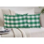 Green checkered cushion cover
