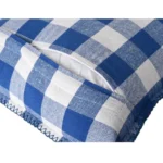 Generic Pack Of_2 Cotton Checkered Cushion Cover With Blanket Stitch (Blue, Size: 12x20 In) - Image 2