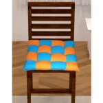 Generic Cotton Blended Solid Chair Cushions (Beige & Orange, Size: 16x16 In)