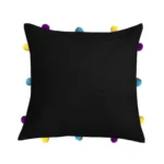 Black Cotton Pom Pom Cushion Covers