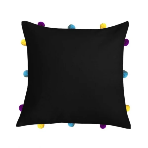 Black Cotton Pom Pom Cushion Covers