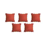 Generic Cotton Solid Pom Pom Cushion Covers (Orange, Size: 14x14 In) - Image 2