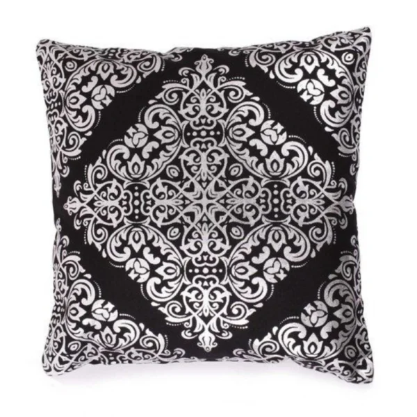 Generic Pack Of_2 Cotton Printed Cushion Cover Sets (Black, Size: 16x16 In)