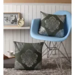 Generic Pack Of_2 Cotton Printed Cushion Cover Sets (Green, Size: 16x16 In) - Image 4