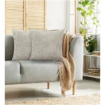 Generic Pack Of_2 Chenille Checkered Cushion Covers (Cream Sand, Size: 16x16 In) - Image 3