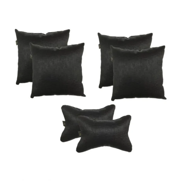 Generic Pack Of_6 Polyester Solid Car Pillow Sets (Black, Size: 12x12 In)