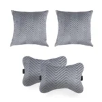 Generic Pack Of_4 Velvet zig zag Car Pillow Sets (Grey, Size: 12x12 In)
