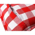 Generic Pack Of_2 Cotton Checkered Cushion Cover With Blanket Stitch (Red & White, Size: 12x20 In) - Image 2