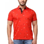 Men's Red Printed Polo
