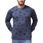 Generic Men's Casual Cotton Printed Round Neck Full Sleeve T-Shirt (Blue)