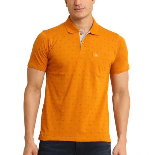 Generic Men's Casual Cotton Printed Polo Neck Half Sleeve T-Shirt (Brown)