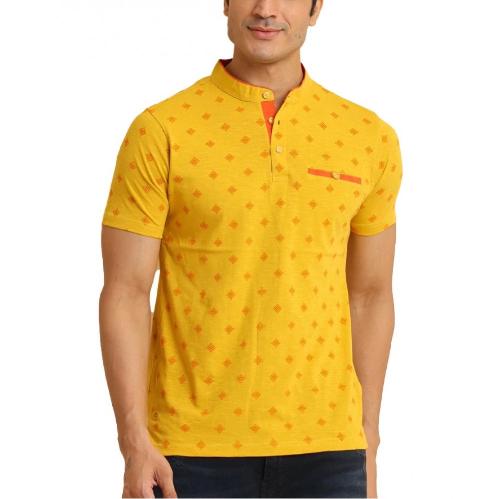 53988522707_639a36c604_o_d-1000x1000-1.webp Generic Men's Casual Cotton Printed Mandarin Collar Half Sleeve T-Shirt (Mustard) - Image 1