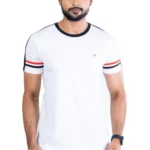 Men's White Casual Cotton Printed Round Neck Half Sleeve T-Shirt