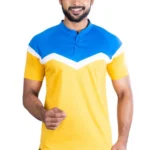 Generic Men's Casual Cotton Printed Polo Neck Half Sleeve T-Shirt (Yellow)