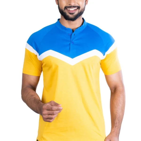 Generic Men's Casual Cotton Printed Polo Neck Half Sleeve T-Shirt (Yellow)