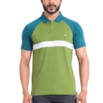 Generic Men's Casual Cotton Printed Polo Neck Half Sleeve T-Shirt (Green)