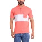 Generic Men's Casual Cotton Printed Polo Neck Half Sleeve T-Shirt (Pink)