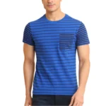 Generic Men's Casual Cotton Printed Round Neck Half Sleeve T-Shirt  (Blue)