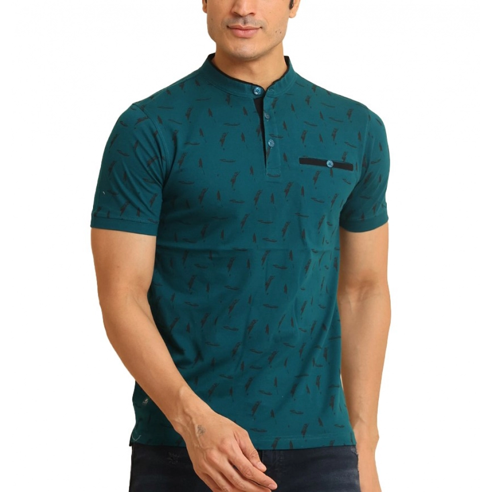 53989419636_5bde470d7d_o_d-1000x1000-1.webp Generic Men's Casual Cotton Printed Mandarin Collar Half Sleeve T-Shirt (Green) - Image 1