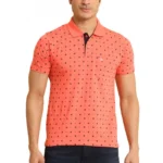 Generic Men's Casual Cotton Printed Polo Neck Half Sleeve T-Shirt (Orange)