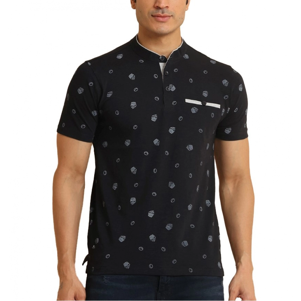 53989419686_985eab579e_o_d-1000x1000-1.webp Generic Men's Casual Cotton Printed Mandarin Collar Half Sleeve T-Shirt (Black) - Image 1